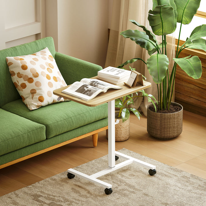 75-115cm Manual Adjustable Sit-To-Stand Desk - White/Wood-Effect