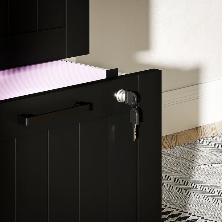 MCL 4 Drawer Filing Cabinet with Lock, Office Storage Cabinet with Adjustable Hanging Bars for A4 Letter Size Files, Black