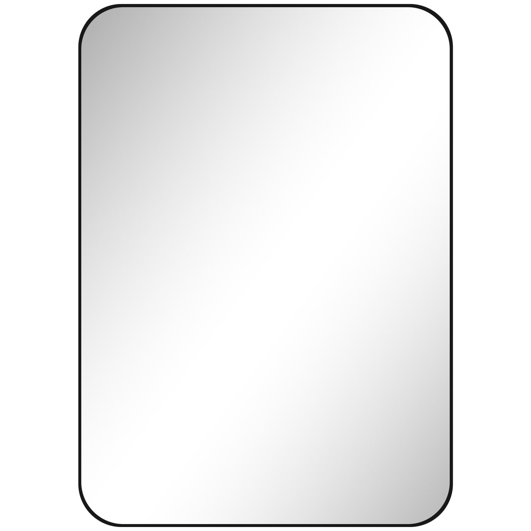 70 x 50cm Curved Bathroom Mirror - Black
