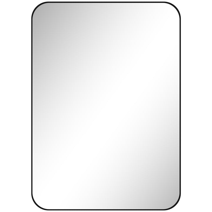 70 x 50cm Curved Bathroom Mirror - Black
