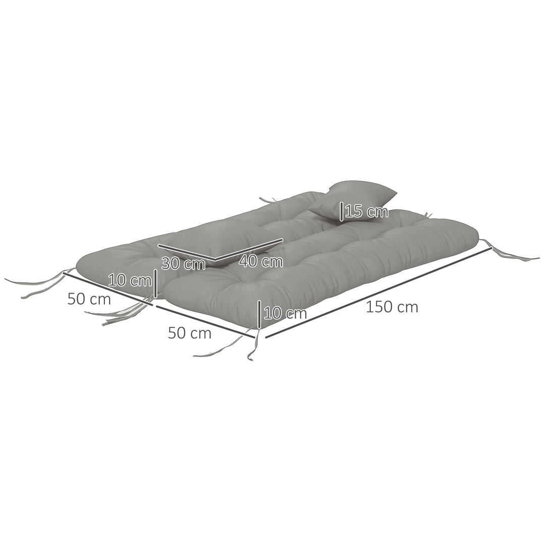 Back and Seat Cushion Replacement with 2 Pillows, Patio Chair Cushions Set with Ties, Light Grey