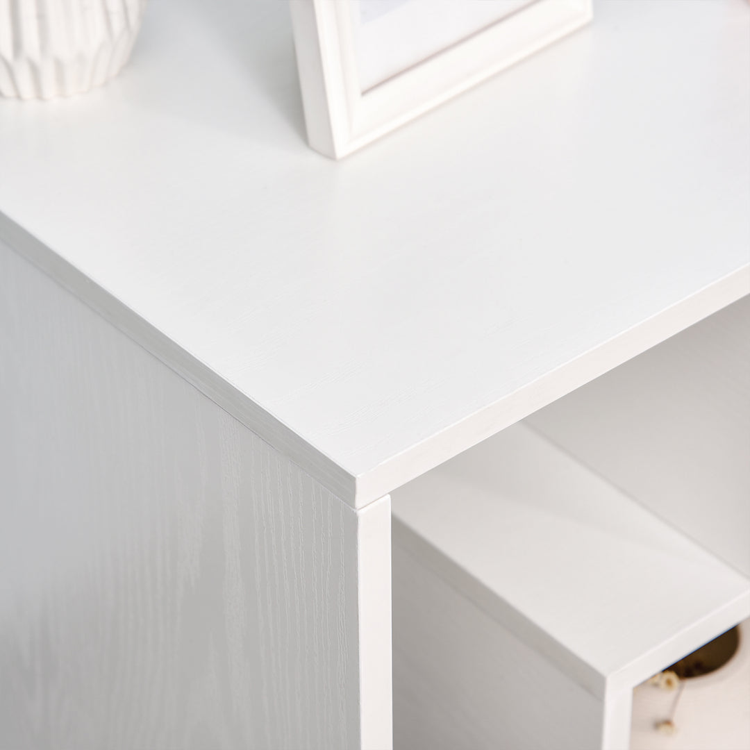 Side Table, 3 Tier End Table with Open Storage Shelves for Living Room, Bedroom, Set of 2, White