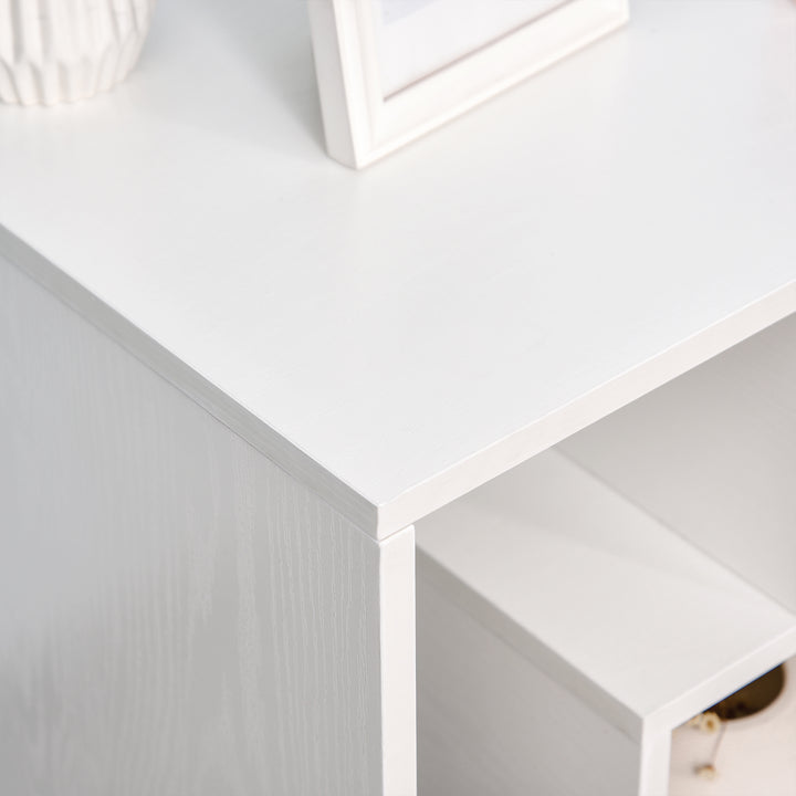 Side Table, 3 Tier End Table with Open Storage Shelves for Living Room, Bedroom, Set of 2, White