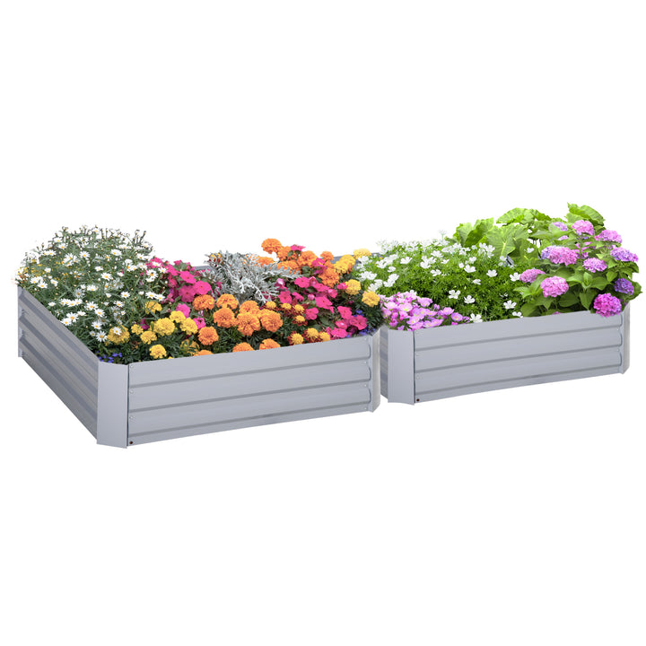 Outsunny Set of 2 Raised Garden Bed, Elevated Planter Box with Galvanized Steel Frame for Growing Flowers, Herbs, 1m x 1m x 0.3m | Aosom UK