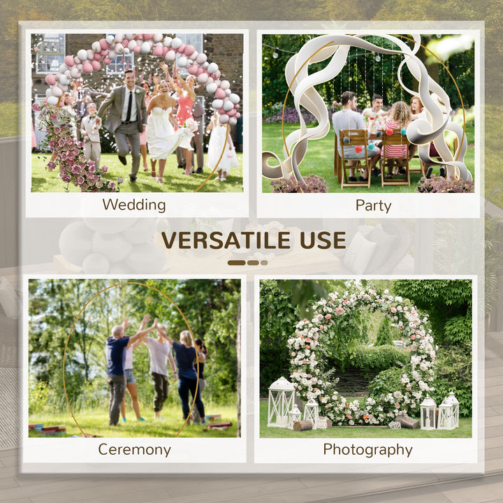 222cm Gold Tone Backdrop Stand, Round Metal Wedding Arch for Birthday 