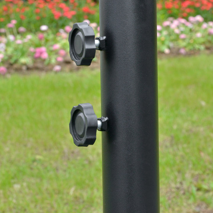 3(m) Cantilever Banana Parasol Hanging Umbrella with LED Solar lights, Crank, 8 Sturdy Ribs and Cross Base for Outdoor, Garden, Patio, Black