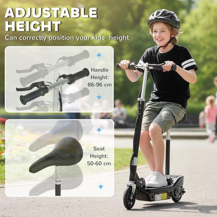 MCL Powered E-Scooter Ride-On, with Brakes, Adjustable Seat, Adjustable Handlebars, Black