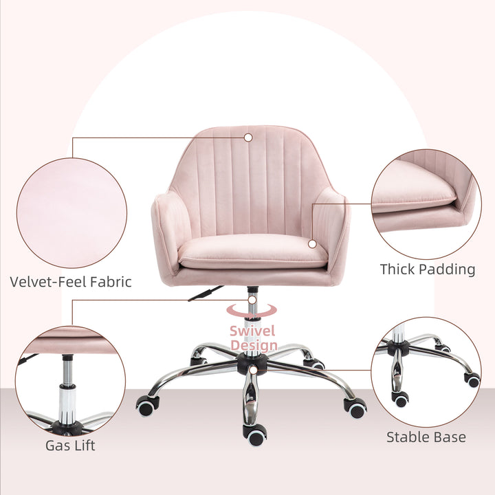 Velvet-Feel Tub Office Chair, with Seat Cushion - Pink