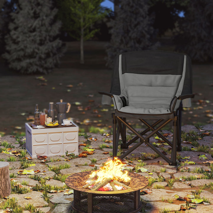 Portable Padded Camping Chair, with Bag - Black/Grey