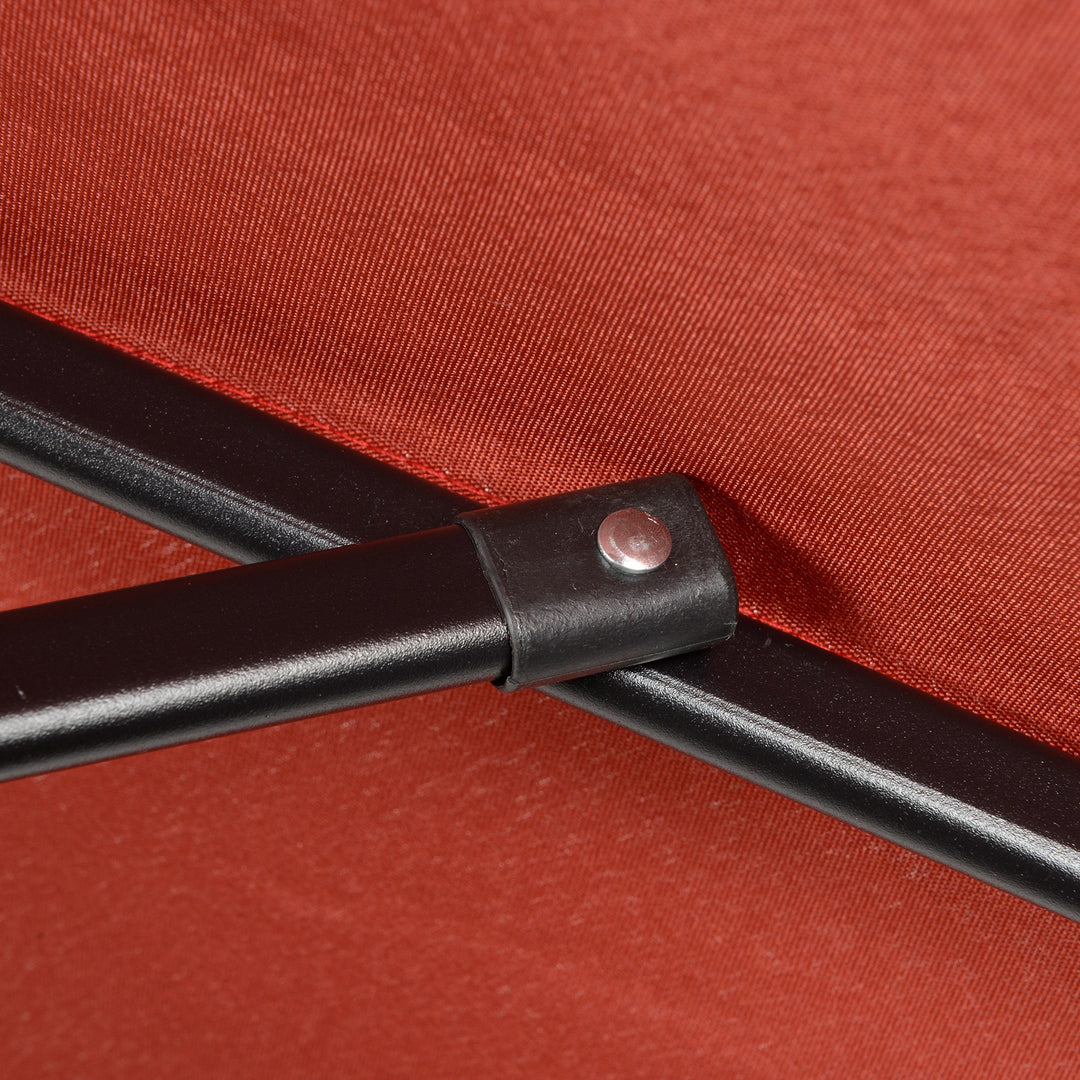 MCL 2m Garden Parasol Umbrella, Outdoor Sun Shade with 6 Sturdy Ribs for Balcony, Bench, Garden, Wine Red