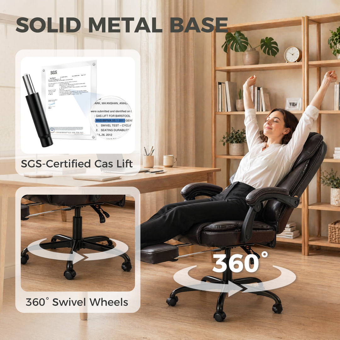 Executive Home Office Chair Reclining Function Footrest Computer Desk 