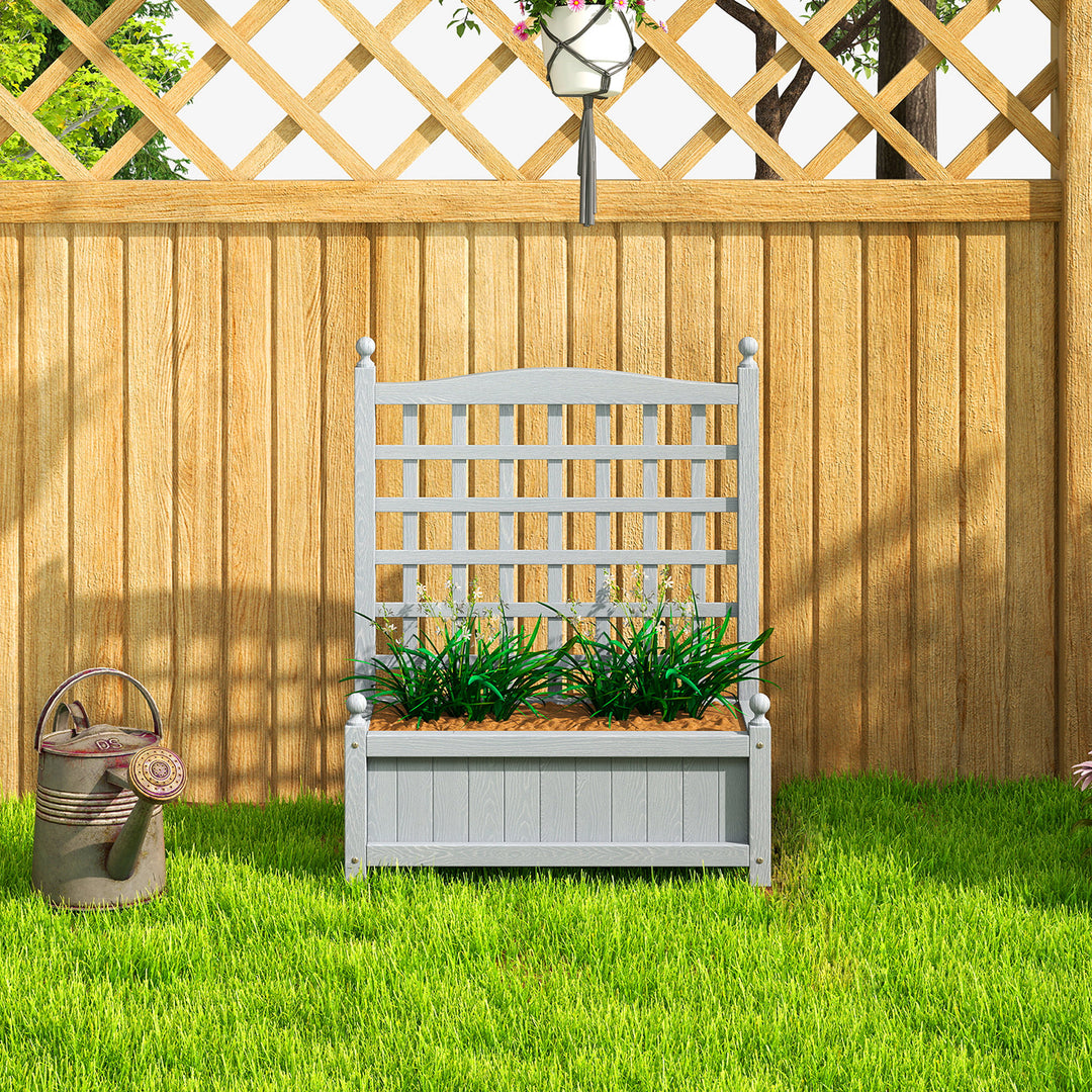 Garden Planters with Trellis for Climbing Vines, Wood Raised Beds for 