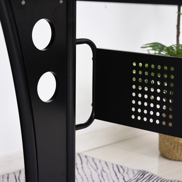 MCL L-Shaped Corner Desk, Gaming Desk with CPU Rack, Keyboard Tray, Space-Saving Computer Desk with Steel Frame for Home Office,165 x 145 x 86.5cm, Black
