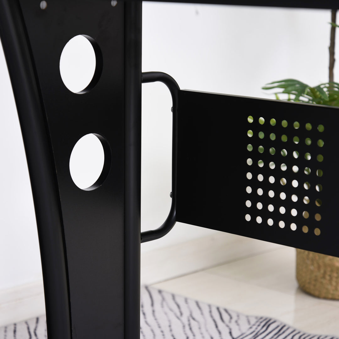 L-Shaped Corner Desk, Gaming Desk with CPU Rack, Keyboard Tray, Space-Saving Computer Desk with Steel Frame for Home Office,165 x 145 x 86.5cm, Black