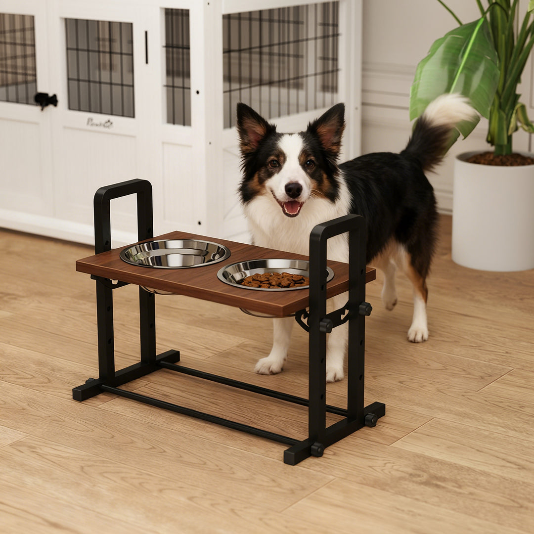 Raised Dog Bowls with Stand, 4 Heights Adjustable Pet Feeder with 3 Adjustable Angles for Small, Medium &amp; Large Breeds
