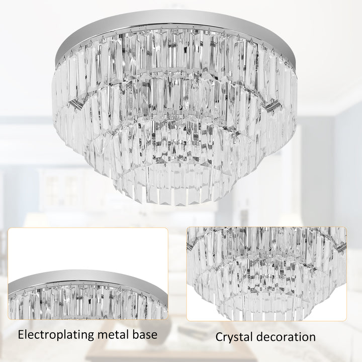 HOMCOM Crystal Ceiling Lamp K9 Crystal to Catch the Light, Compatible with E14 bulbs (max power is 40 W) | Aosom UK