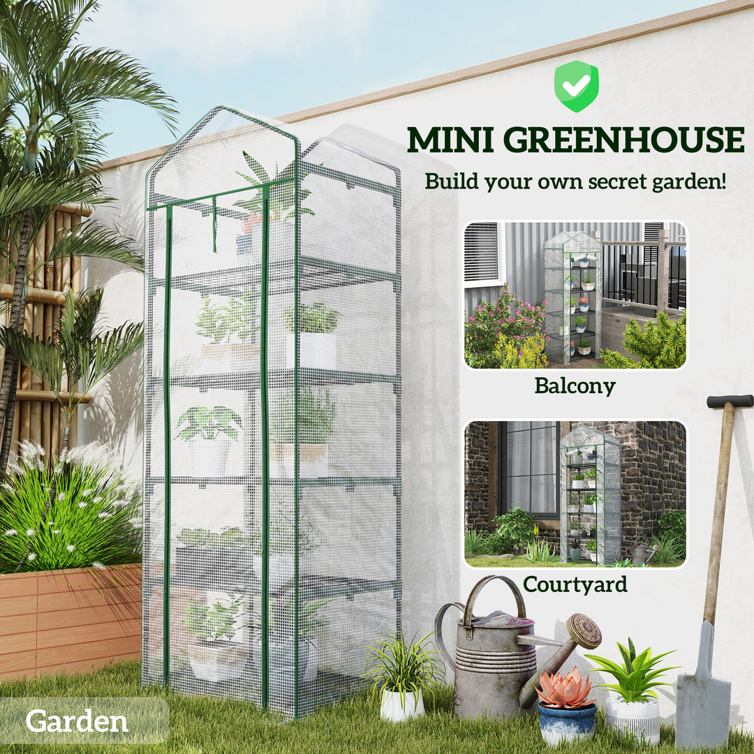 193cm Five Shelf Mini Greenhouse - White