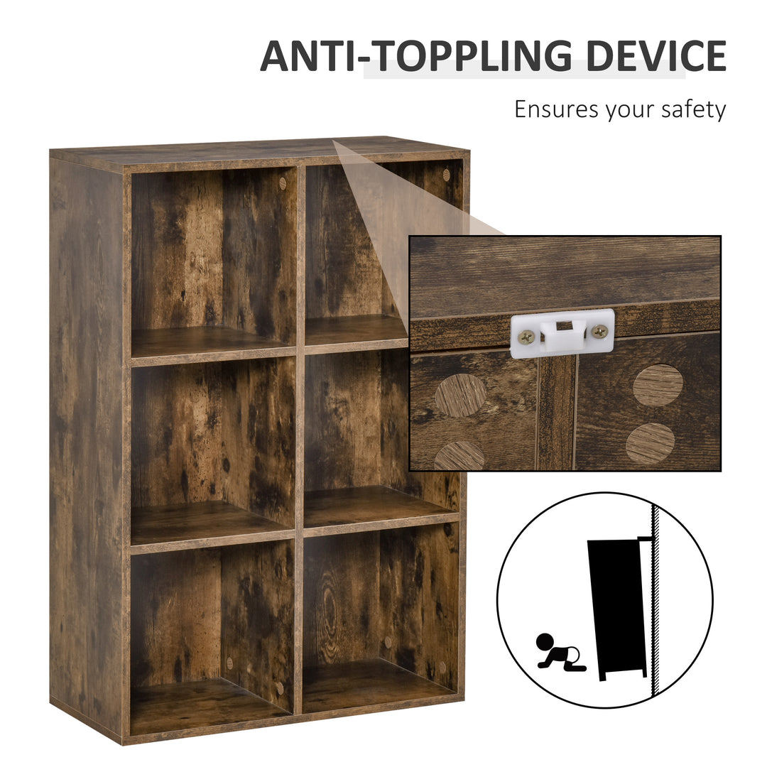 MCL Six-Cube Bookcase - Rustic Brown Wood Effect