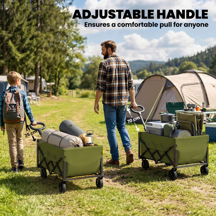 60L Foldable Festival Trolley on Wheels, Collapsible Wagon Cart with D