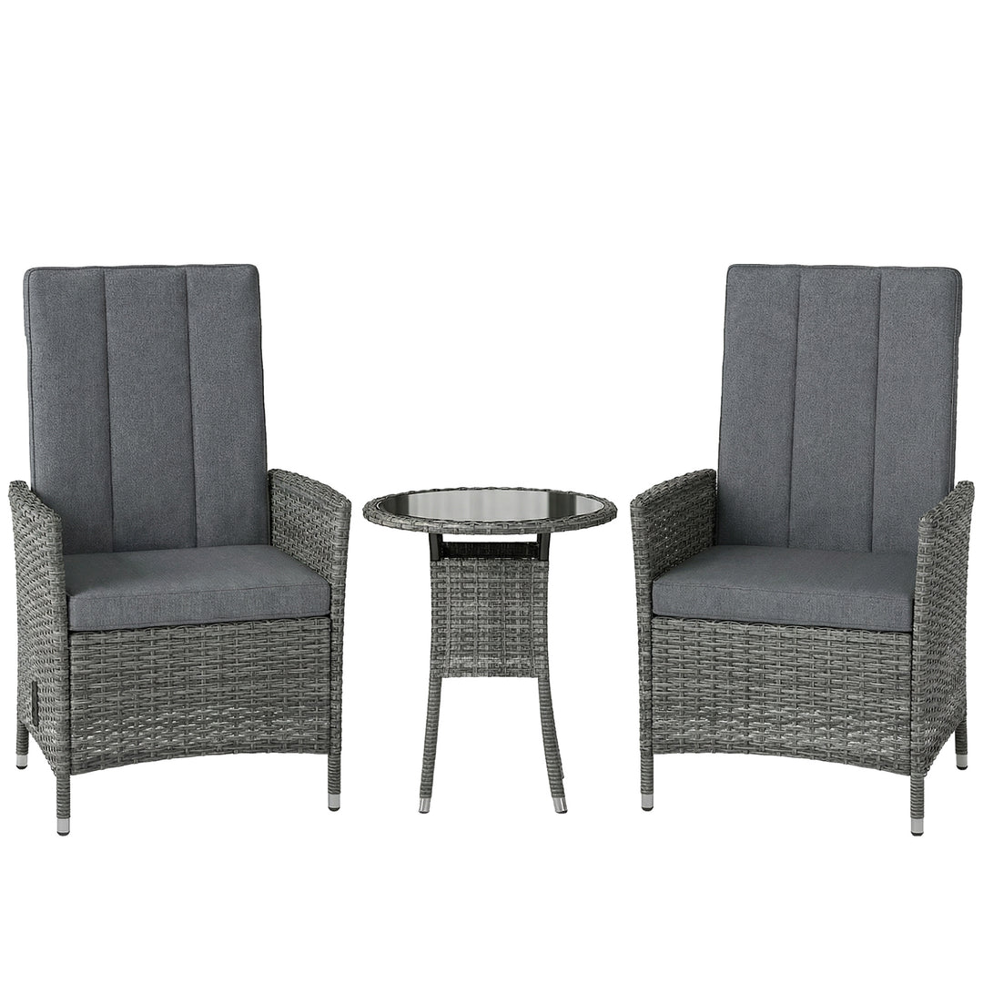 Rattan Bistro Set, Reclining Garden Chairs and Glass Coffee Table with