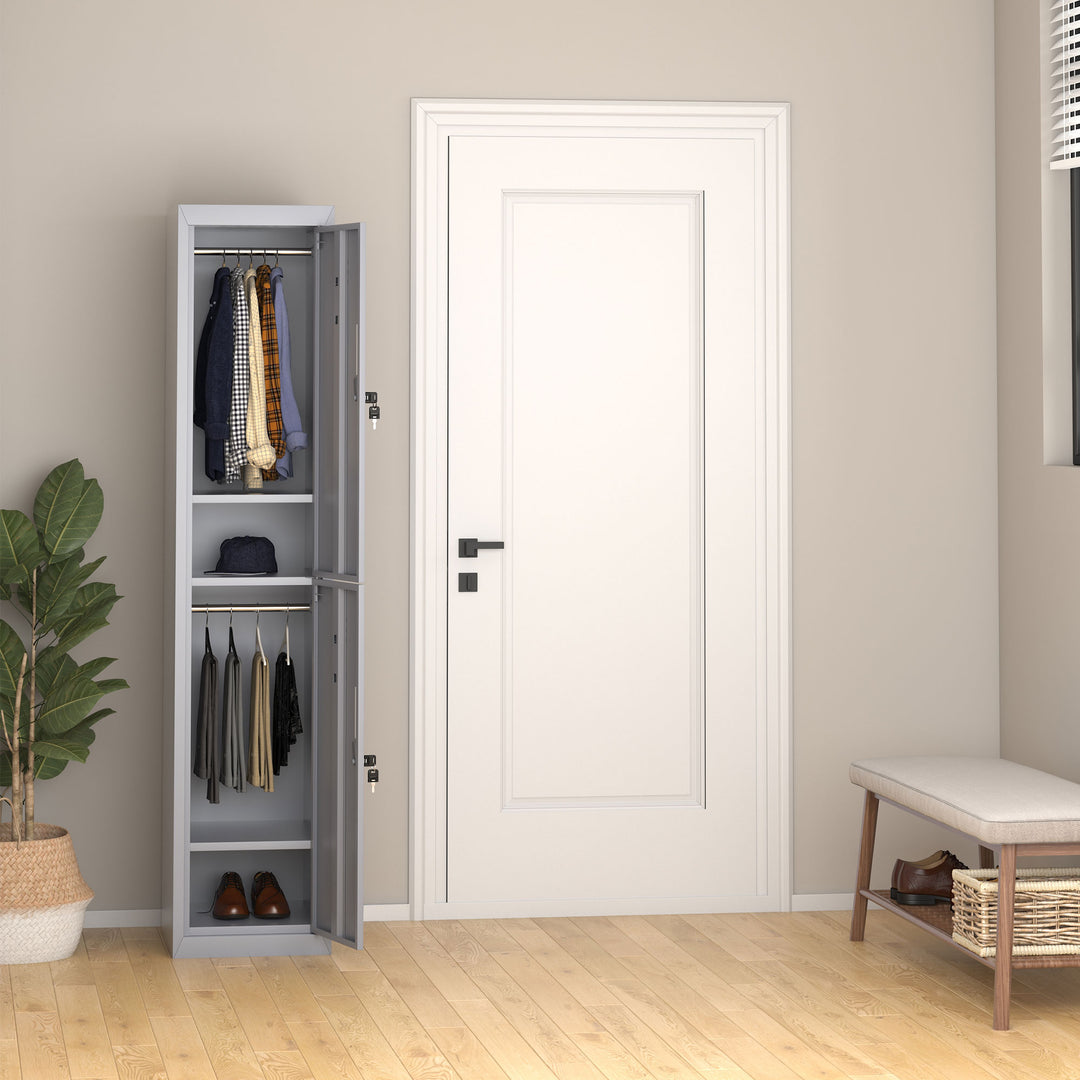 MCL Locker Cabinet Storage Cold Rolled Steel w/ Shelves Vertical Cupboard Grey 38 x 46 x 180 cm