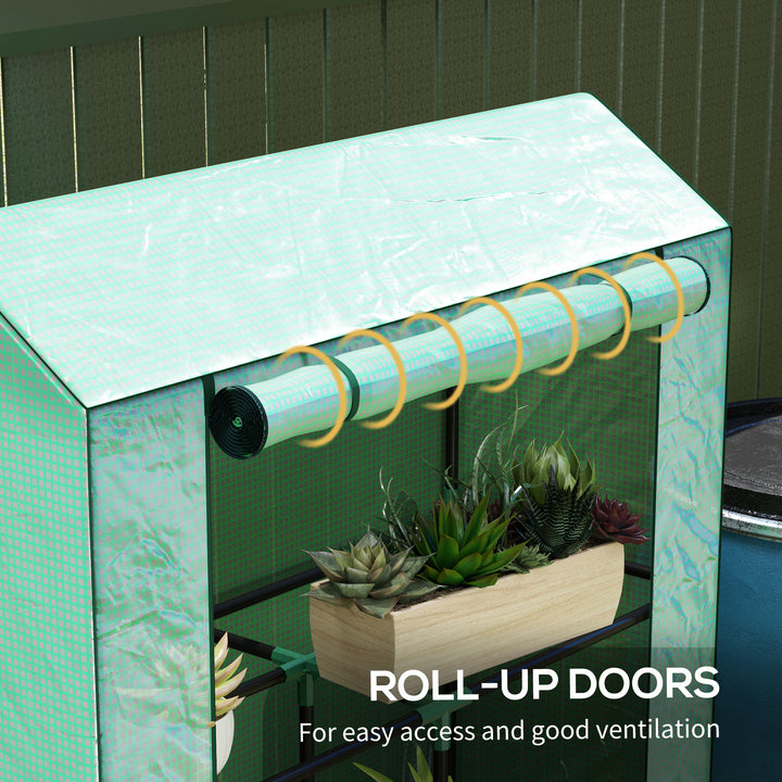 40 x 100cm Three Shelf Steel Frame Greenhouse - Green