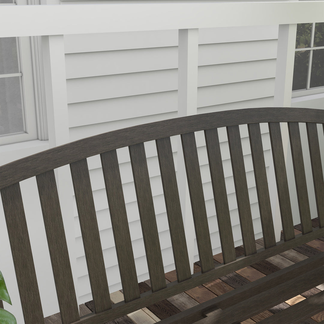 Two-Seater Simple Metal Bench - Brown