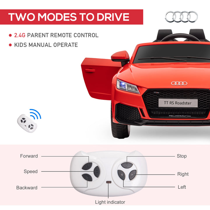 Kids Licensed Audi TT Ride-On Car 12V Battery w/ Remote Suspension Headlights and MP3 Player 3km/h Red