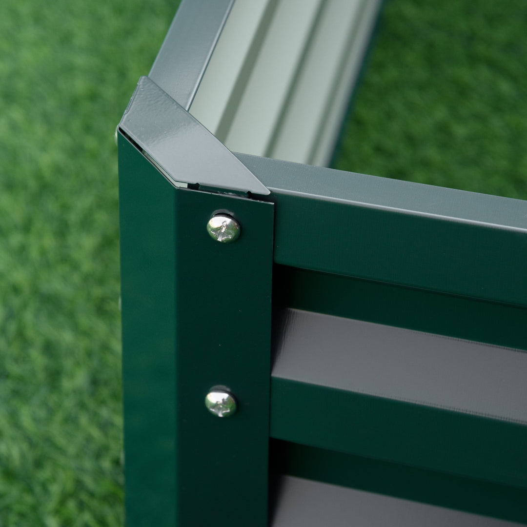 MCL Square Raised Garden Bed Box with Weatherized Steel Frame for Vegetables, Flowers, & Herbs, 120 x 120 x 30cm, Green