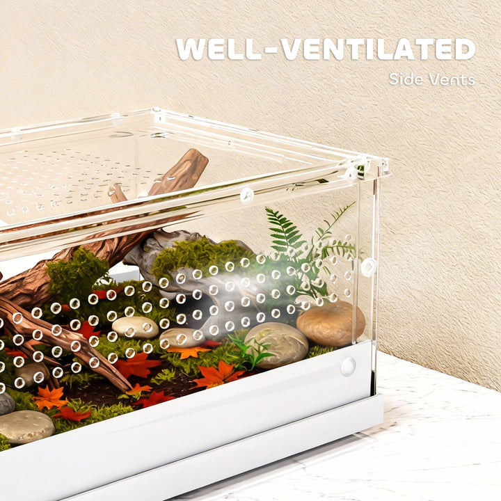 Acrylic Reptile Terrarium with Top Sliding Door, Vents, for Snake, Fro