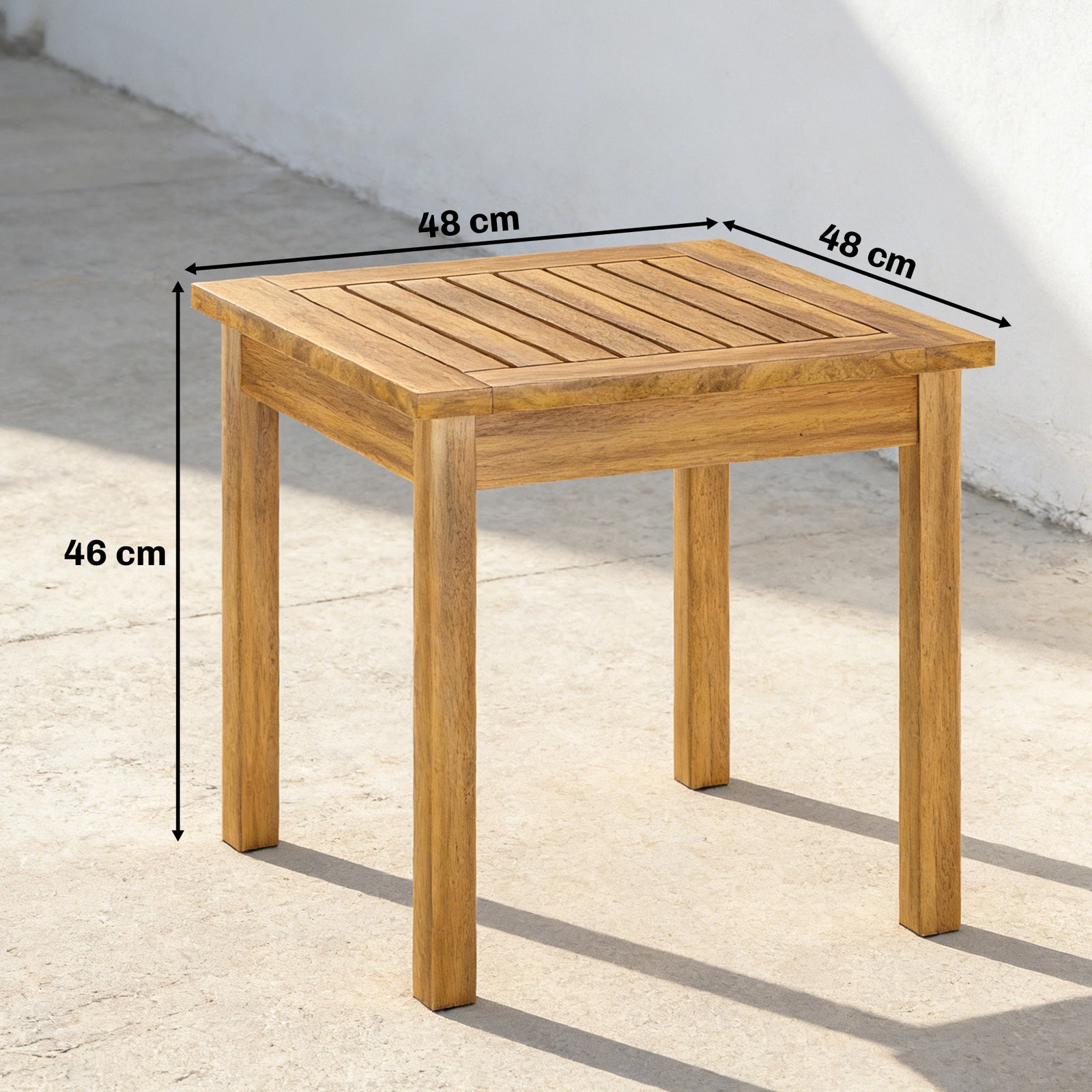Coffee Table Fully Assembled Patio Side Table Slatted Top Solid Acacia