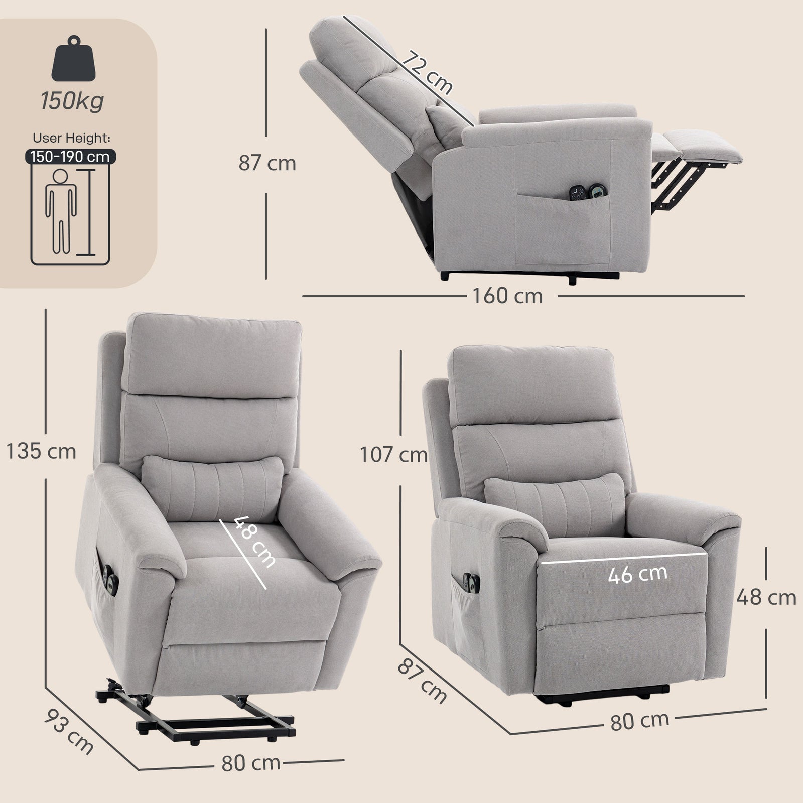 Power lift recliner chair with Massage and Heat, Terry Cloth Electric 