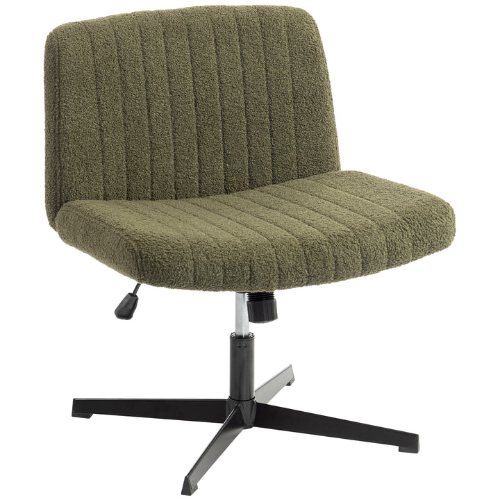 Teddy Fleece Criss Cross Legged Desk Chair, Armless Office Chair No Wh