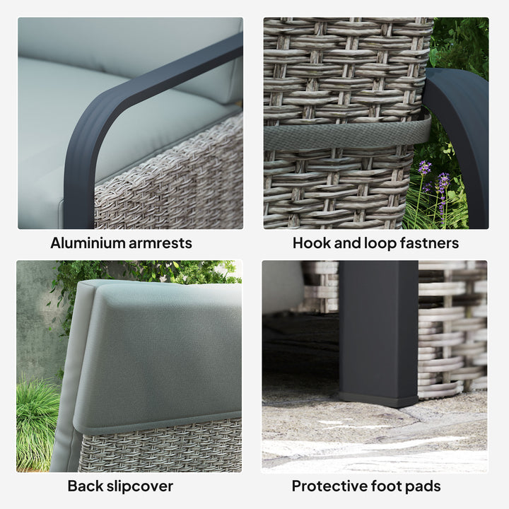 140° Reclining Rattan Armchair - Mixed Grey