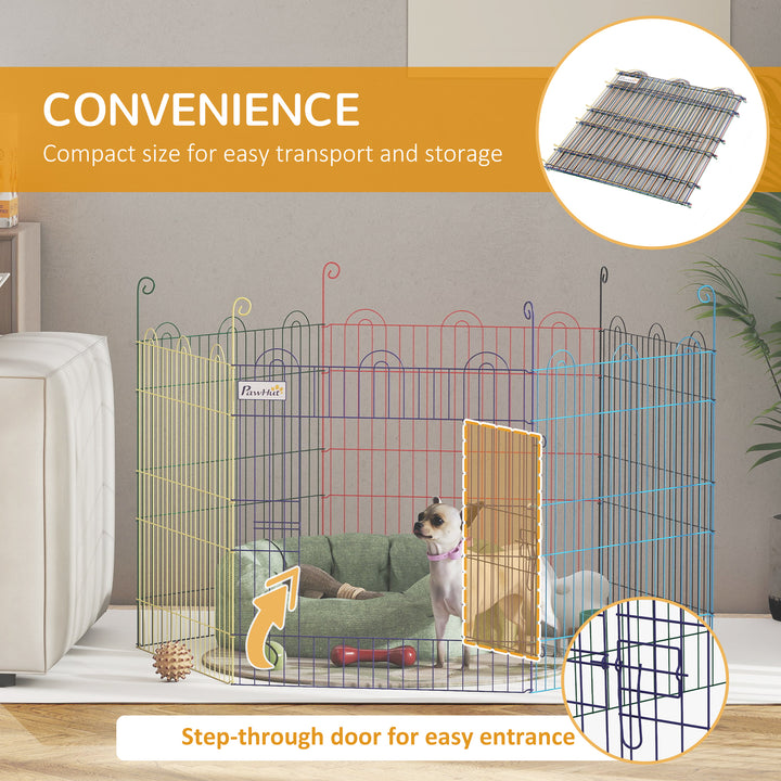 Pet Playpen Crate, with Six Panels, Door, for Indoors and Outdoors