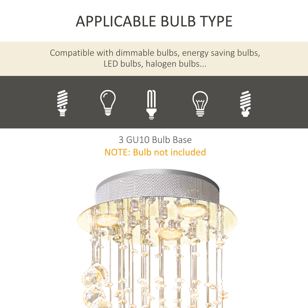 Modern Crystal Chandelier Ceiling Light Pendant Lamp Chrome Finish Glass Droplets New, Ф30 x 120cm