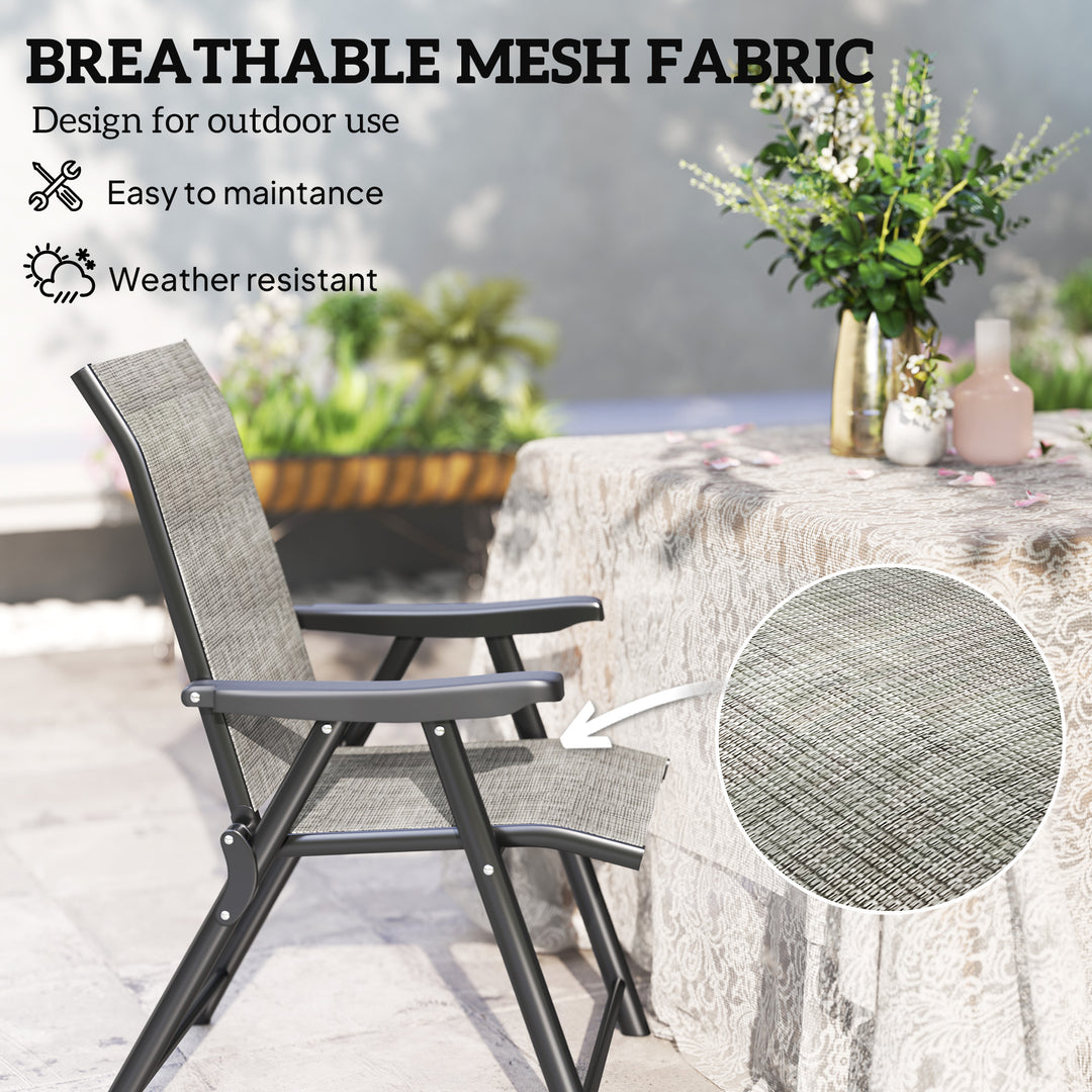 Set of Two Folding Outdoor Chairs - Black/Grey