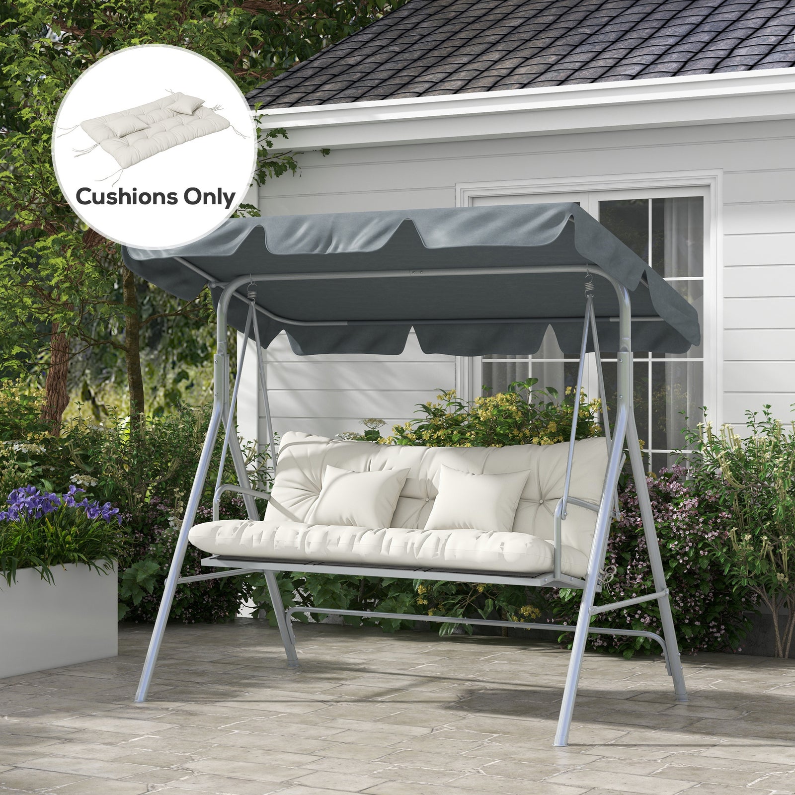 Back and Seat Cushion Replacement with 2 Pillows, Patio Chair Cushions