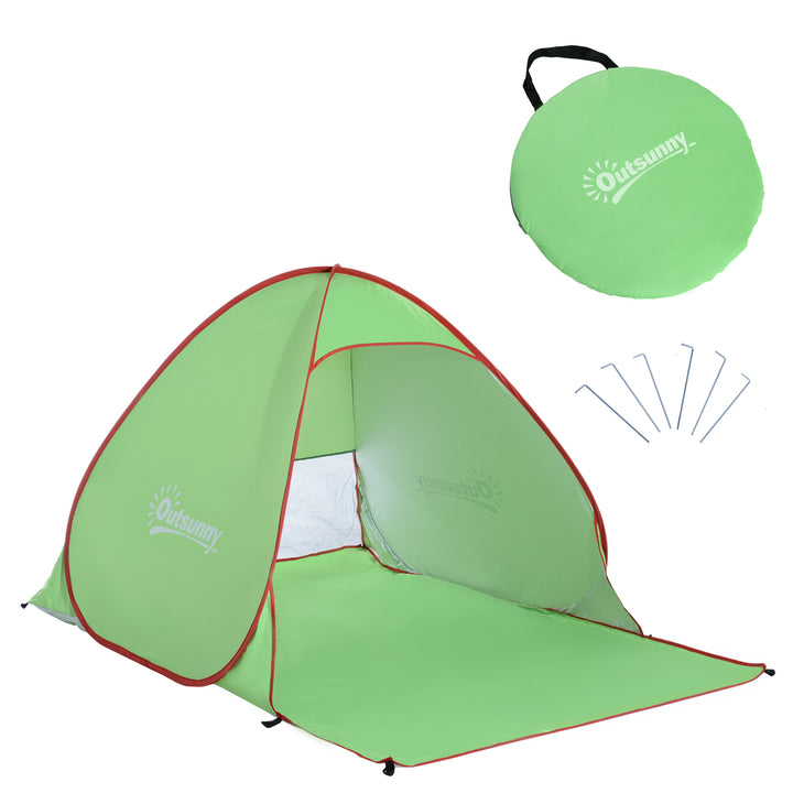 Outsunny Portable Beach Haven: Instant Pop-Up Shelter for 2-3, UV30+ Protection, Lightweight Sunshade for Seaside & Hiking, Verdant Green | Aosom UK