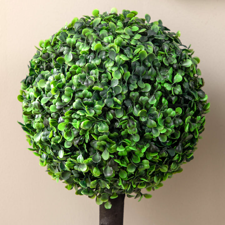 Set of 2 Artificial Plants Boxwood Ball Trees in Pot Fake Plants for Home Indoor Outdoor Decor, 20x20x60cm, Green