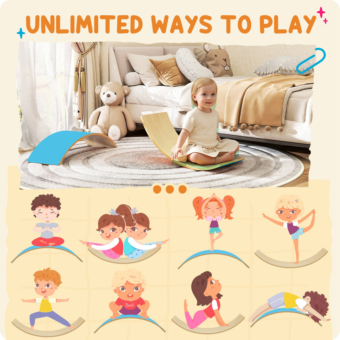 Wooden Balance Board for Kids, Wobble Board with Silent Felt for Sensory Play