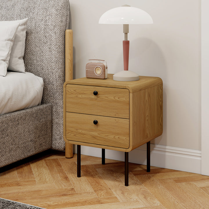 MCL Bedside Table with 2 Drawers and Steel Legs - Oak