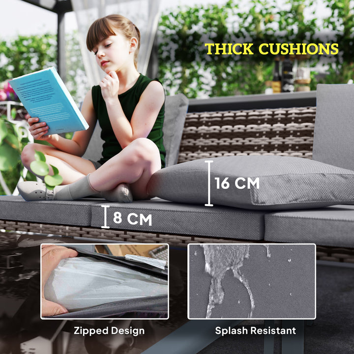 Six-Piece Rattan Garden Sofa Set - Grey