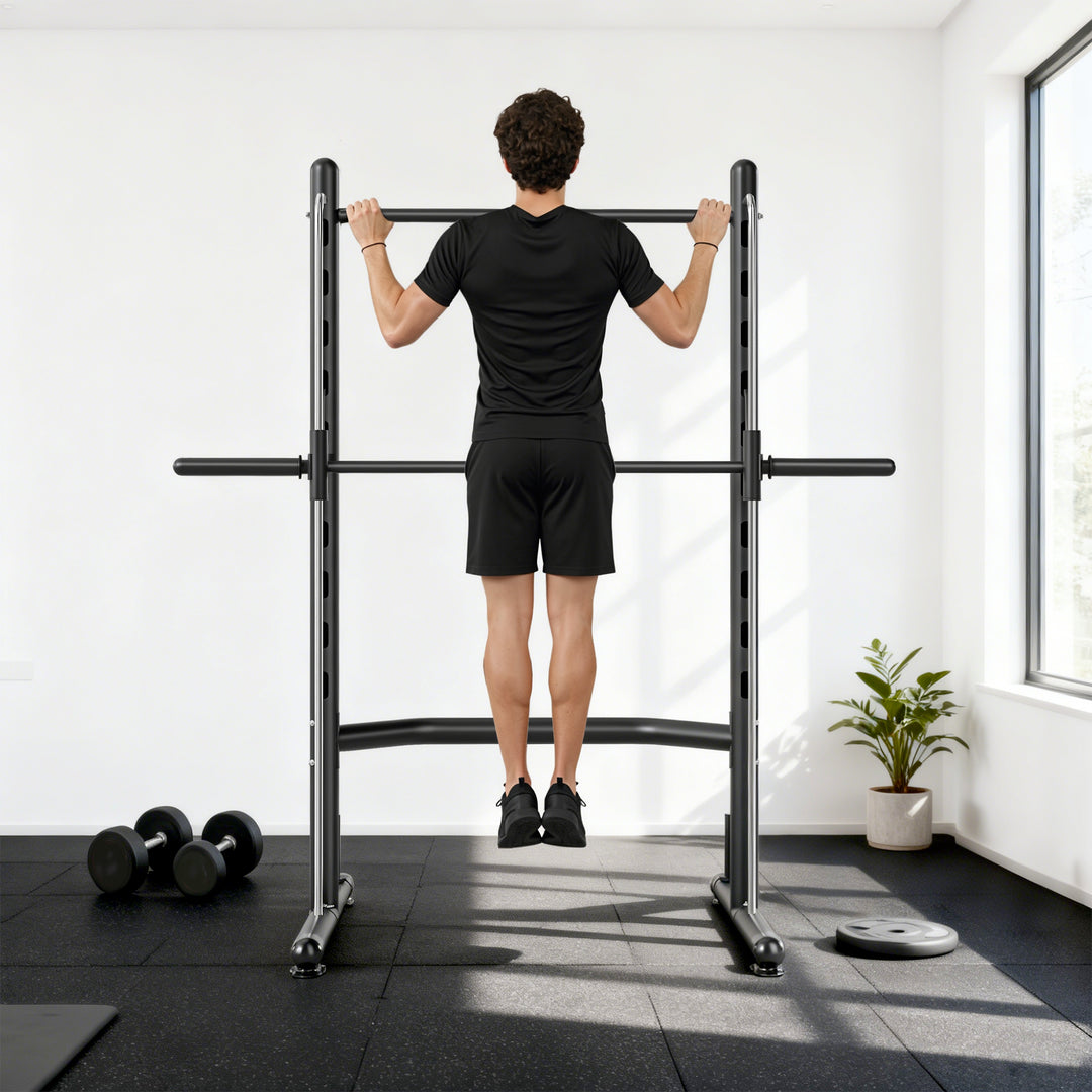 MCL Adjustable Squat Rack, with Pull Up Bar, Barbell Bar for Home Gym