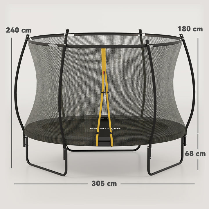 SPORTNOW 10ft Outdoor Trampoline with Enclosure Net, Spring Cover, Black