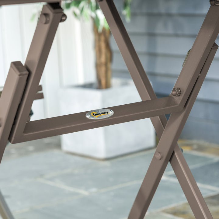 MCL 3 Piece Foldable Garden Bistro Set Patio Furniture Set with Table and 2 Chairs for Conservatory Balcony Terrace, Grey