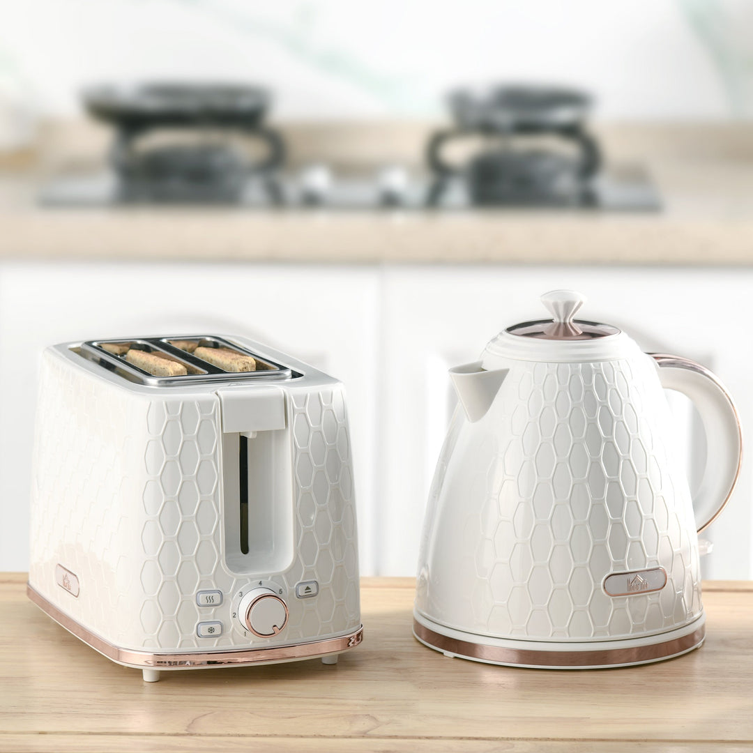 1.7L 3000W Fast Boil Kettle &amp; 2 Slice Toaster Set, Kettle and Toaster Set with Auto Shut Off, Browning Controls