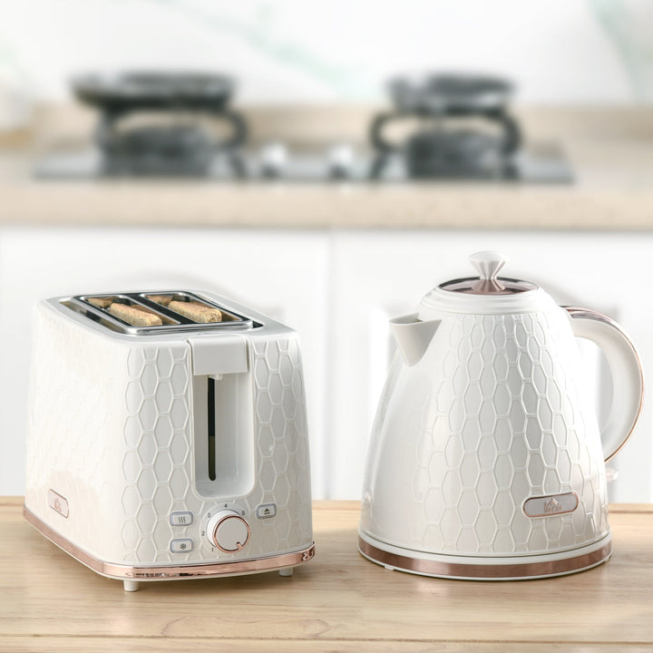 1.7L 3000W Fast Boil Kettle &amp; 2 Slice Toaster Set, Kettle and Toaster Set with Auto Shut Off, Browning Controls