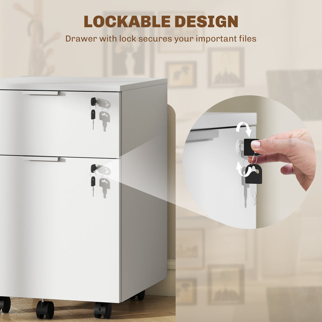 Two-Drawer Lockable Filing Cabinet - White