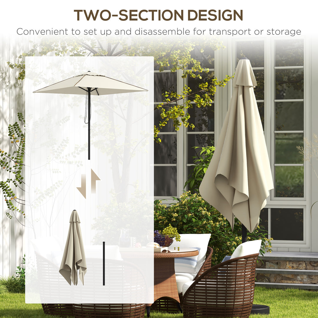 215cm Square Canopy Parasol, with Contrast Piping - Beige/Brown